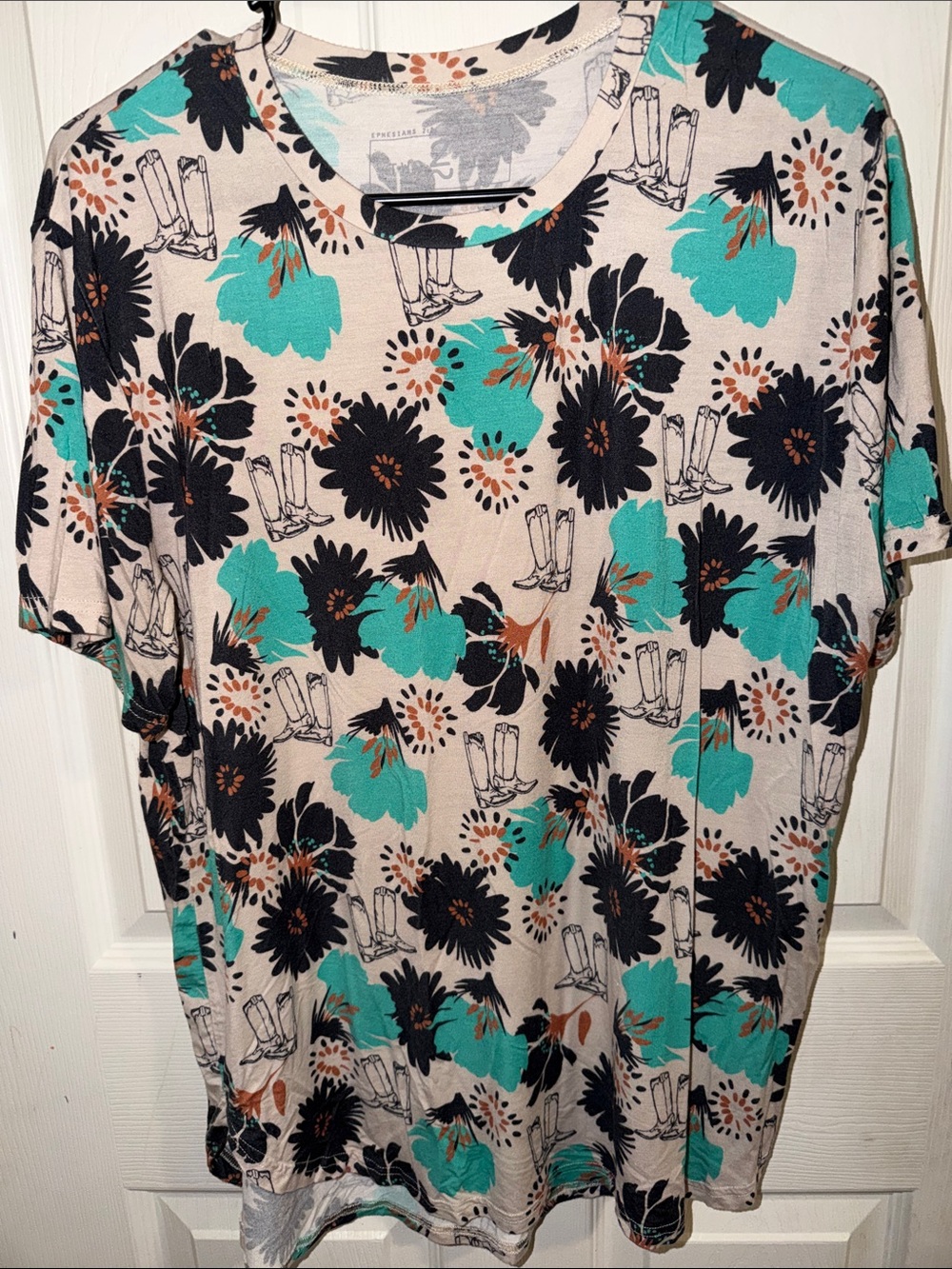 Floral Teal Short Sleeve Tee by
